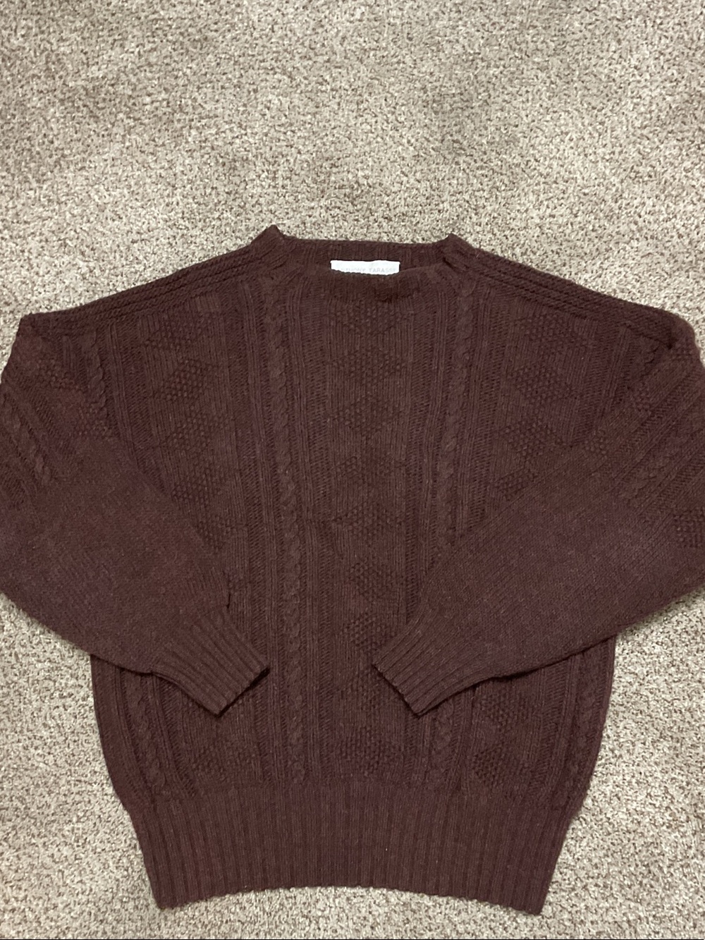 VTG Men's Anthony Tarassi Cable Knit Crewneck Sweater - Brown
